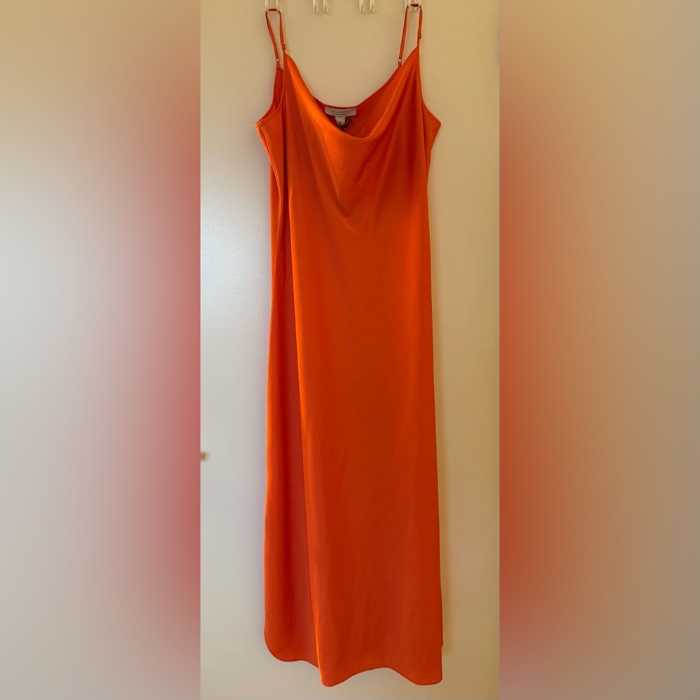 All Saints Vibrant Orange Maxi Skirt